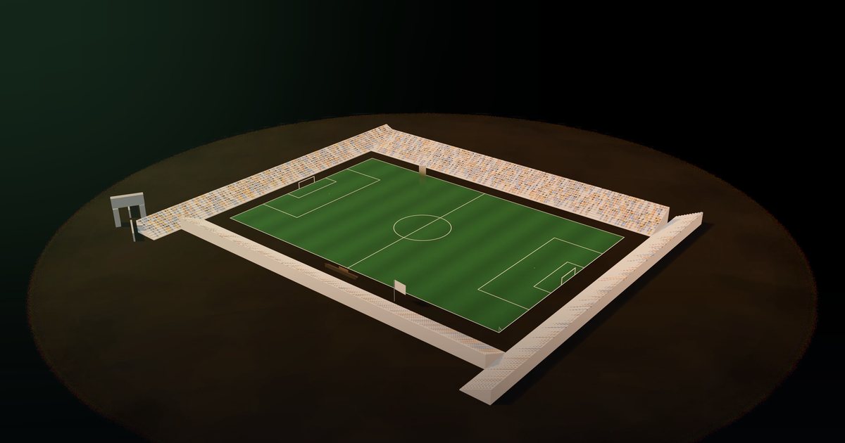 The ManageFC tactics board in 3D with players placed on the pitch in the club's colours