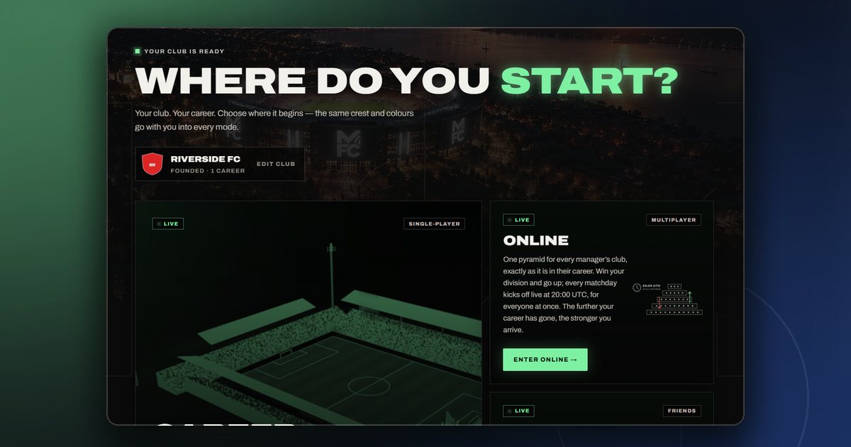 The ManageFC registration page where new managers create their account