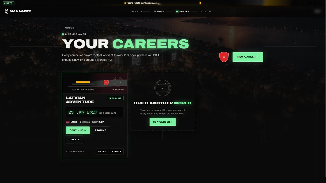 The ManageFC saves screen